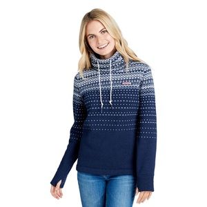 💙 Vineyard Vines Fair Isle Sweater Fleece Relaxed Funnel Neck Shep Shirt